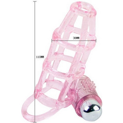 Baile Sweet Cage Sleeve Cock Ring Ελαστικό Δαχτυλίδι Πέους Σιλικόνης με Δόνηση Ροζ