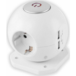 Entac ESC1.5G3-USB-GLOBE Πολύπριζο 3 Θέσεων με 2 USB-A και Καλώδιο 1.5m