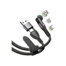 Statik Magnetic / Braided USB to Type-C / micro USB / Lightning Cable Μαύρο 2m PUP-0520-6FT