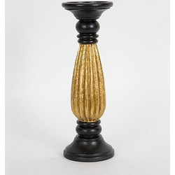Κηροπήγιο πολυρεζίν μαύρο-χρυσό 10.5x10.5x30 cm Estheti 752-26011