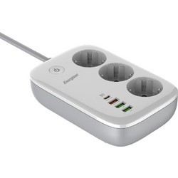 Επιτραπέζιος Φορτιστής Energizer EPB2500W02EU 2500W 10A Max με 3xΣούκο+USB-C+3xUSB-A 2.4A Διακόπτη Ασφαλείας, Έλεγχο μέσω WiFi 2m Λευκός