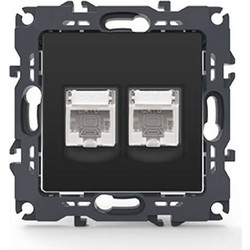 Aca Light PRIME ΠΡΙΖΑ ΔΙΚΤΥΟΥMAT ΑΝΘΡΑΚΙ ΜΕ ΒΥΣΜΑ 2XRJ45 CAT6 UTP IP20