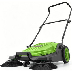 VEVOR Walk-Behind Hand Push Floor Sweeper, Χειροκίνητο Μη Ηλεκτρικό Σάρωθρο δαπέδου με πλάτος σάρωσης 25,6 ιντσών, δοχείο απορριμμάτων 5 γαλονιών & ρυθμιζόμενη αναδιπλούμενη λαβή για Yards Walkways Pa