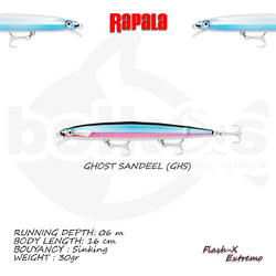 Rapala Flash-X Extremo Τεχνητό Δόλωμα Ψαράκι Συρτής 16cm 30gr GHS