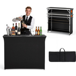 VEVOR Φορητό Πτυσσόμενο Τραπέζι Bar 1105 x 390 x 1010 mm με Τσάντα Μεταφοράς, 2 Ράφια Αποθήκευσης και Αποσπώμενη Φούστα BXSBTZZDZJDCKZ8EP001V0