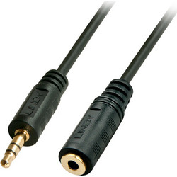 Lindy Καλώδιο Ήχου 3.5mm male - 3.5mm female Μαύρο 2m με Επίχρυσους Ακροδέκτες 35652