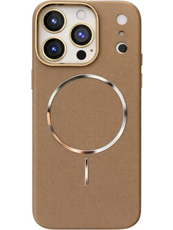 Hardcase Εφέ Δέρματος με MagSafe & Metal Lens - iPhone 17 Pro Max - Καφέ