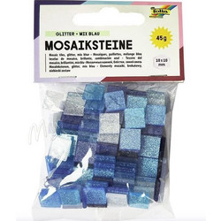 ΨΗΦΙΔΕΣ ΜΩΣΑΪΚΑ ΠΛΑΚΑΚΙΑ GLITTER MIX, 45G, 10X10MM, 190 ΤΕΜΑΧΙΑ, ΜΠΛΕ