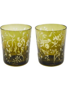 Polspotten Σετ Ποτήρια Γυάλινα Scattered Flowers Dark Green 240ml 2τμχ