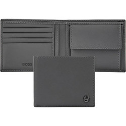 HUGO BOSS Money wallet Double B Saffiano Grey ΔΕΡΜΑΤΙΝΟ ΠΟΡΤΟΦΟΛΙ HLM526H