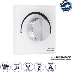 GLOBOSTAR(R) 71454 SKYDANCE S1-K PHASE TRIAC Dimmer Τοίχου AC 100-240V 1.5A 360W Max IP20 - Rotary & Push Dimming + RF 2.4GHz - Λευκό - M8.5xΠ5xΥ8.5cm