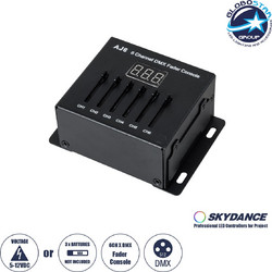 GloboStar(R) 70675 AJ6 SKYDANCE DMX 6 Channel Fader Console - Κονσόλα Φωτισμού 6 Καναλιών DMX DC 5-12V ή 3 x AAA Μπαταρίες - IP20 Μ10 x Π7 x Υ4cm - 5 Years Warranty