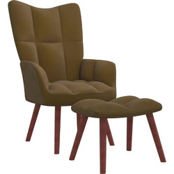 vidaXL Πολυθρόνα Relax με Υποπόδιο Βελούδινη Καφέ 328070