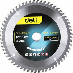 DELI DELI δίσκος κοπής ξύλου DH-MJP185-E1, 60 δόντια, 185mm, 8200rpm
