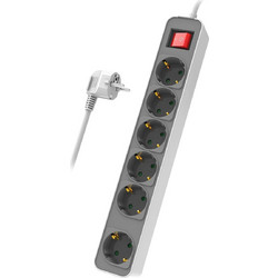 Powertech PT-1058 Λευκό Πολύπριζο Ασφαλείας 6 Θέσεων 16A 1.4m