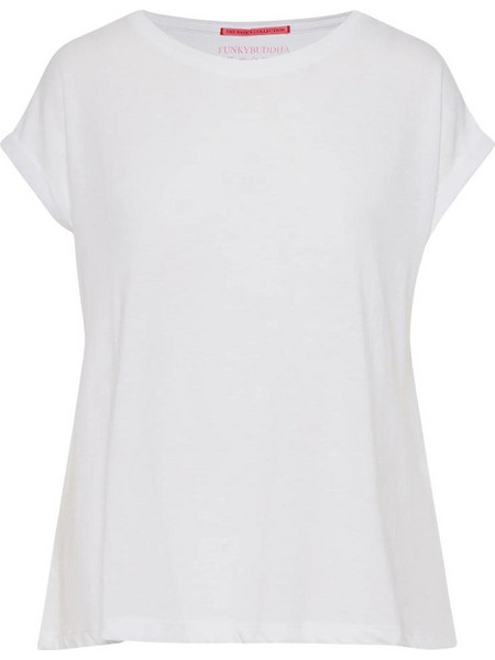 Funky Buddha Γυναικεία κοντομάνικη μπλούζα FBL013-114-04-WHITE