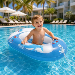 Παιδική Φουσκωτή Βάρκα Πολύχρωμη Baby Swim Float Boat 102x69cm