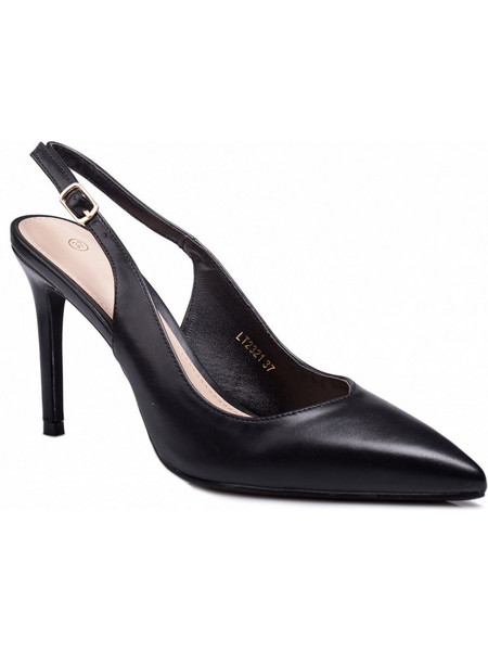 Apostolidis shoes Γόβες Slingback με Λεπτό Ψηλό Τακούνι Μαύρες LT-2321