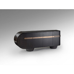 LUCA Μπουφές Dark Oak Rose Gold 4 Πορτών 202x46x81cm Ροζ χρυσό Σκούρο ξύλο