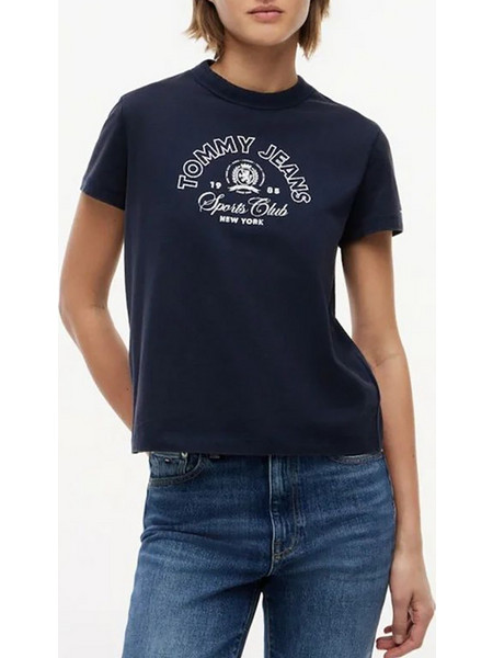 TOMMY JEANS TJW REG HERITAGE LOGO SS TEE DW0DW22816-C1G DarkBlue