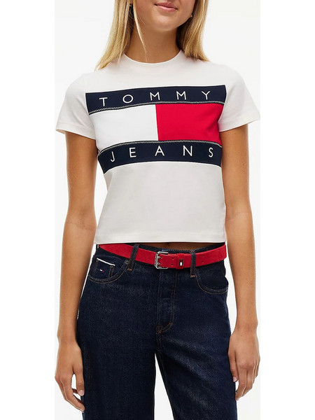 TOMMY JEANS TJW REG FLAG SS TEE EXT DW0DW22818-YBH OffWhite