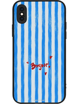 Sonique Stripe Stories Series Θήκη με Σχέδιο «Bonjour Blue» (iPhone XS / X)