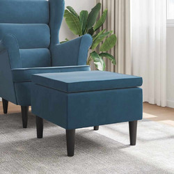 vidaXL Σκαμπό με Ξύλινα Πόδια Βελούδινο 52x52x42 εκ. - μπλε