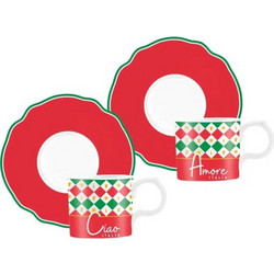 Bialetti Set 2 Cups incl. Tricolore Saucers