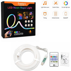 Έξυπνη RGB LED Neon Rope Light 5 Μέτρων USB με Τηλεχειριστήριο, Εφαρμογή και IP68 - LED Neon Rope Light 5M 0114101