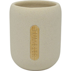 Ποτηροθήκη Σαγρέ 853960 8,1x8,1x10cm Beige Ankor Polyester,Ξύλο