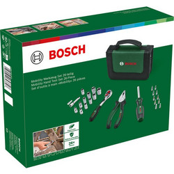 Bosch Powertools Starter Werkzeug Set, 26-teilig (grun/schwarz, mit Textil-Reissverschlussetui)
