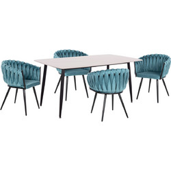 ΣΕΤ ΤΡΑΠΕΖΑΡΙΑΣ 5ΤΜΧ RAVEN HM12121.01 ΚΕΡΑΜΙΚΟ TOP ΛΕΥΚΟ ΜΑΡΜΑΡΟ-ΤΙΡΚΟΥΑΖ ΒΕΛΟΥΔΟ