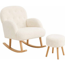 Sofa Del Atelier Πολυθρόνα Κουνιστή Με Υποπόδιο Dugmeli (Σετ 2Τμχ) 251BLS1233 80x65x85/45x50cm White