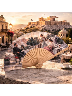 Βεντάλια ξύλινη 23εκ. Acropolis view
