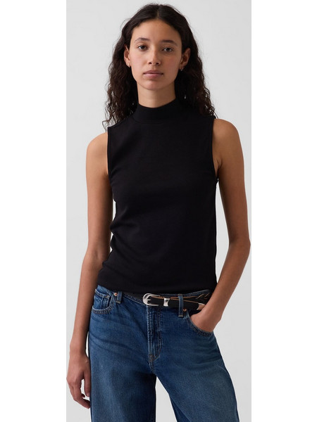 Γυναικείο Αμάνικη Μπλούζα με Mockneck Λαιμόκοψη Black