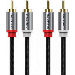 ΚΑΛΩΔΙΟ 2xRCA ΣΕ 2xRCA CABLETIME CT-RCA-AG1 1M BLACK