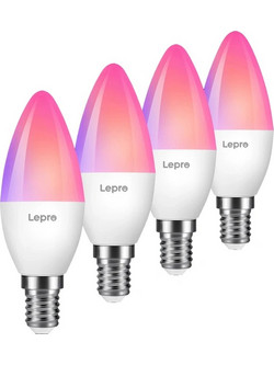 LEPRO BC1-EU-4 Λάμπα LED Wi-Fi, RGBCW, C37, 4,9W