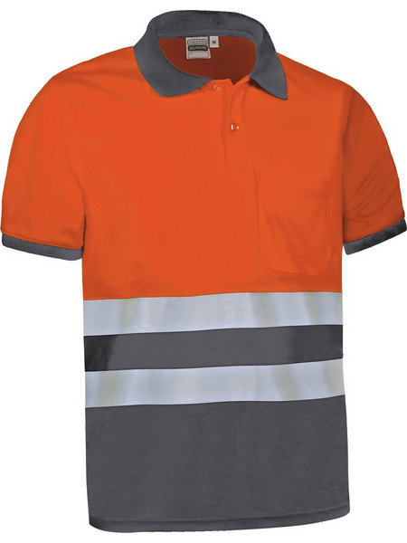 Polo Υψηλής Ορατότητας Κοντομάνικο DELAWARE Valento Fluo Orange-Charcoal Grey