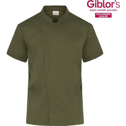 Σακάκι Σεφ Federico Slim Fit Χακί - Από Ελαφριά Ποπλίνα 25P08G393 Χακί Giblor's