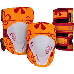 POWERSLIDE KIDS 3 PACK SET PROTECTIVE GEAR FLORAL ORANGE