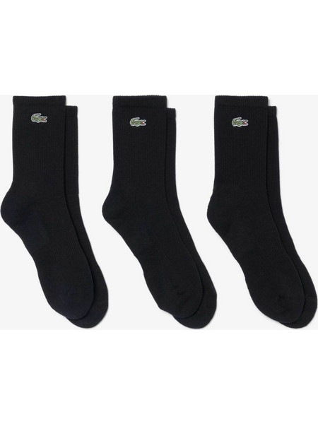 Lacoste Ανδρικές Κάλτσες Ψηλές Μαύρες 3Pack