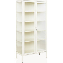 STEELEN COLOR Μεταλλική Ντουλάπα 90x55x190cm Πάχους 0.8mm Εσωτερικού Χώρου Βιτρίνα με Τζάμι και Πόδια White