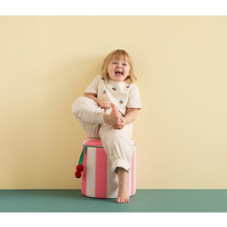 KIDS CONCEPT. Σκαμπό με αποθηκευτικό χώρο (ροζ ριγέ) KC1001067