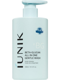 IUNIK Beta Glucan All In One Gentle Wash απαλός καθαριστικός αφρός για πρόσωπο, σώμα, και μαλλιά 300 ml