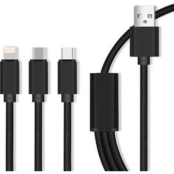 Καλώδιο MAXLIFE 3 σε 1 Micro Usb / Type C / Lightning Fast Charge 2.1A - Μαύρο