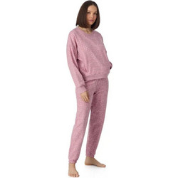 DKNY French Terry Instant Downtown Cred Σετ Γυναικείες Πιτζάμες YI80125 - Mauve Prt