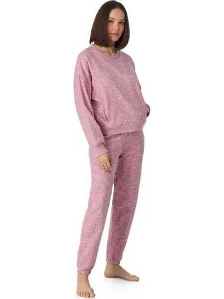 DKNY French Terry Instant Downtown Cred Σετ Γυναικείες Πιτζάμες YI80125 - Mauve Prt