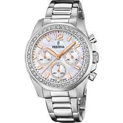 Festina Γυναικείο Ρολόι Χρονογράφος με Ασημί Μεταλλικό Μπρασελέ F20606/1