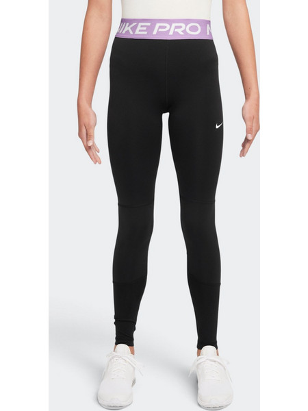 Nike Pro Dri-FIT Big Kids Leggings Black / Violet Star / White