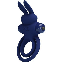 Pretty Love Darey Double Ring Rabbit Ελαστικό Δαχτυλίδι Πέους Σιλικόνης με Δόνηση Μπλε